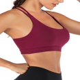 thumbnail image 3 of MesaSe Women‘s Medium Support Cross Back Wirefree Removable Cups Solid Color Padded Yoga Sport Bra, 3 of 8