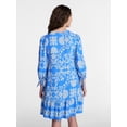 thumbnail image 4 of Time and Tru Women's A-Line Border Print Mini Dress, Sizes XS-XXXL, 4 of 6