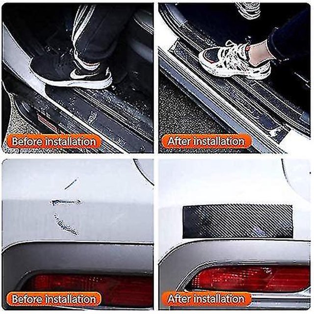 Película protectora de alféizar de puerta de coche Universal de 5cm X 5m, Protector de parachoques adhesivo de fibra de carbono de 5m, protectores de borde de Protector de umbral de puerta de coche ShuxiuWang 8390605525285