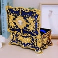 thumbnail image 4 of Trinket Jewelry Box Gift for Women Vintage Metal Case Organizer Storage 18 x 12 Dark Blue, 4 of 8