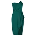 thumbnail image 4 of Robes d'Été Robe d'Été Poitrine d'Été Envelopper Dos Solide Plissé Jupe Courte Sans Manches sur l'Épaule Genou Longueur Robe Vert, 4 of 5
