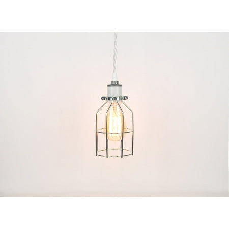 

Open Wire Cage Pendant Light - White Porcelain Socket w/ Twisted Cloth Cord