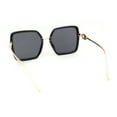 thumbnail image 4 of Lion Emblem Diva Oversize Rectangle Butterfly Luxury Fashion Sunglasses Black Gold - Black, 4 of 4