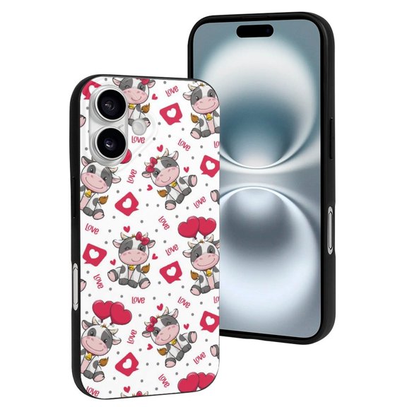 Compatible with Iphone 16 Case - Cute Soft Caring Cow Silicone Case Compatible with Iphone 16 Phone Case for Women Men