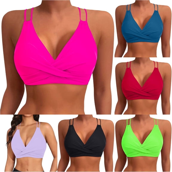 Bigetiay Bikini Tops For Women Twist Front Top Bathing Suit Athletic Swimwear Swim Top Only, Size XL