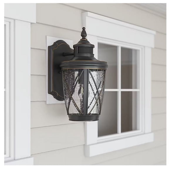 allen   roth Castine 1-Light 14.25-in H Oil-Rubbed Bronze Motion Sensor Led, Outdoor Wall Light