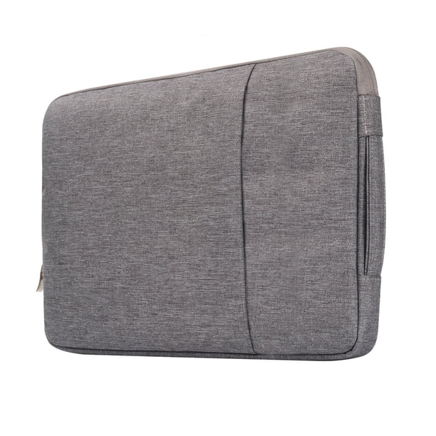 Matsuzay Bolsa para portátil de 15 pulgadas, reutilizable, lavable, con asa, cremallera protectora, Color sólido, multibolsillo, bolsa de Almacenamiento y organización del hogar Gris