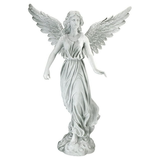 Design Toscano Statue Ange de la Patience, Moyen, 21 Pouces, Polyrésine, Pierre Antique