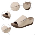 thumbnail image 6 of Orthopedic Wedge Sandals for Women Splice Leather Fashion Platform Slides Casual Solid Color Slip on Walking Shoes Beige Size 7, 6 of 6