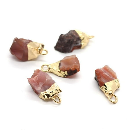 

XmhyTop-A 5Pcs Natural Stone Pendants With Jump Rings Irregular Stone Charms for DIY Earring Necklace Bracelet Jewelry Making-N05
