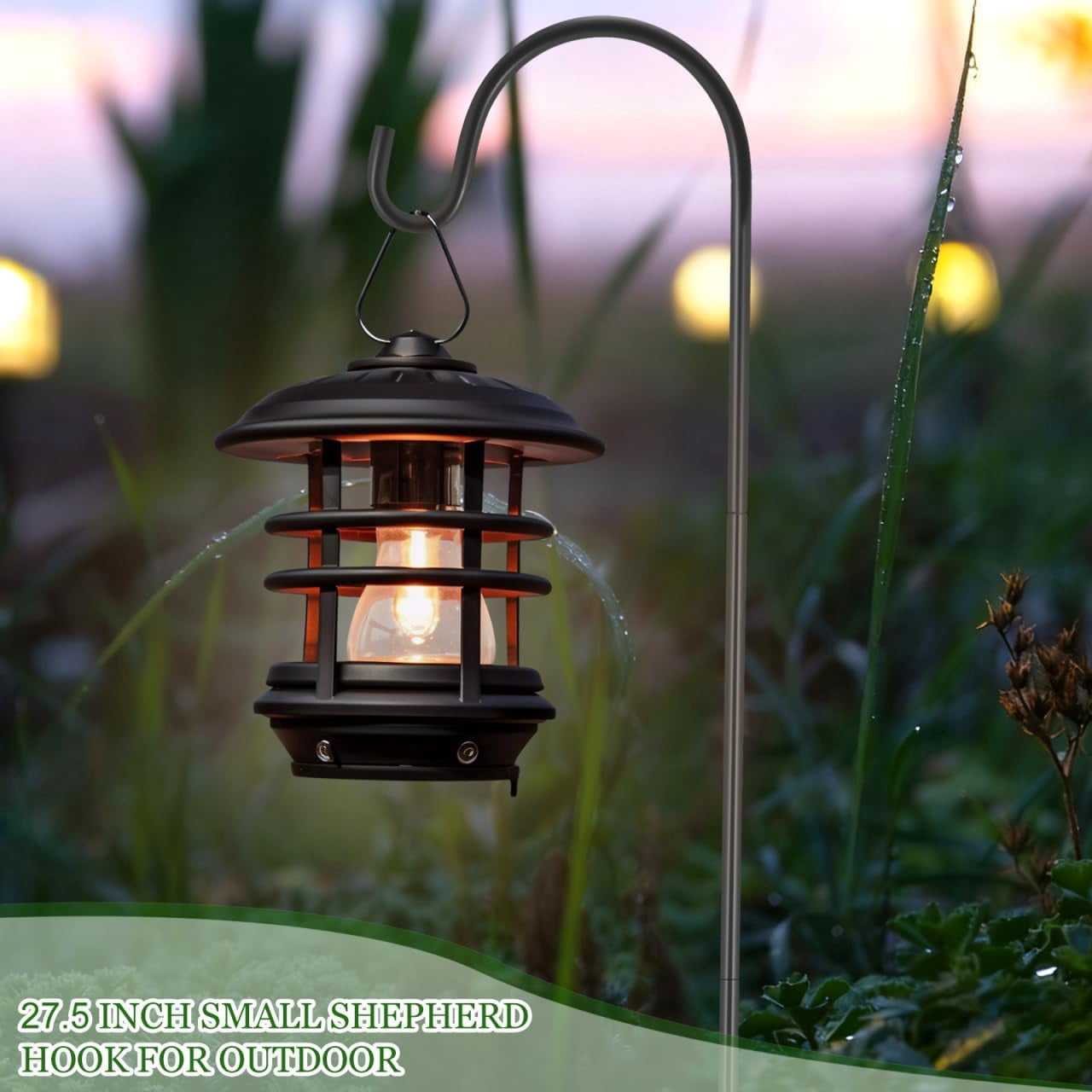 IMIKEYA Shepherds Hooks for Outdoor: 27-Inch 1 Pack Garden Stake Hook Adjustable Plant Stand Hanger Bird Feeder Solar Light Hanging Lanterns Lightweight Plants