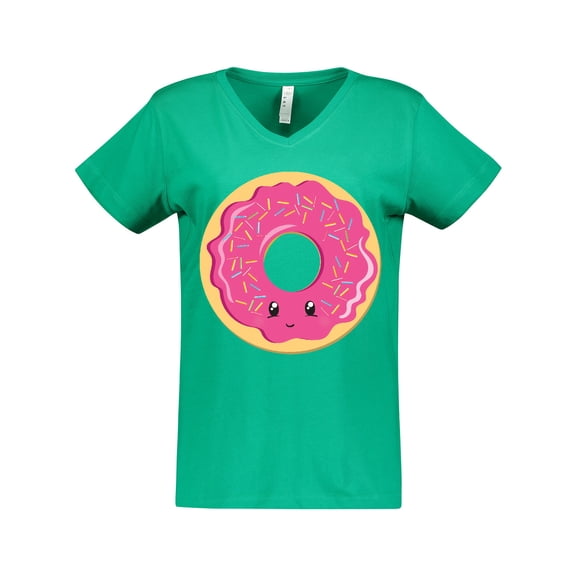 Inktastic Hot Pink Donut Women's V-Neck T-Shirt