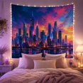 thumbnail image 2 of Urban Cityscape Twilight with Rise Skyscrapers Varying Heights, Mystical Fantasy for Space Lovers, Galaxy Room Decor, Housewarming Gift, Tapestry Wall Hanging for Bedroom and Dorm, 2 of 7
