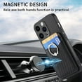 thumbnail image 5 of Carbon Fiber Patterned Case for iPhone 12 Pro Max, Wallet case with [360°Rotation Ring Kickstand] Credit Card Holder,PU Leather Shockproof Cover Women Men For iPhone 12 Pro Max, Black, 5 of 8
