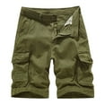 thumbnail image 2 of Zylanna Men's Shorts Cargo Pants, Straight Button Outdoor Workwear Solid Color Loose Relax Fit Multi-Pockets Sports Cargo Shorts for Men Army Green Size S, 2 of 8