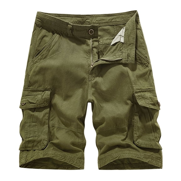 Turilly Men's Summer Shorts Shorts Elastic WaistSummer Solid Color Casual Shorts Multi-Pocket Cargo Shorts L