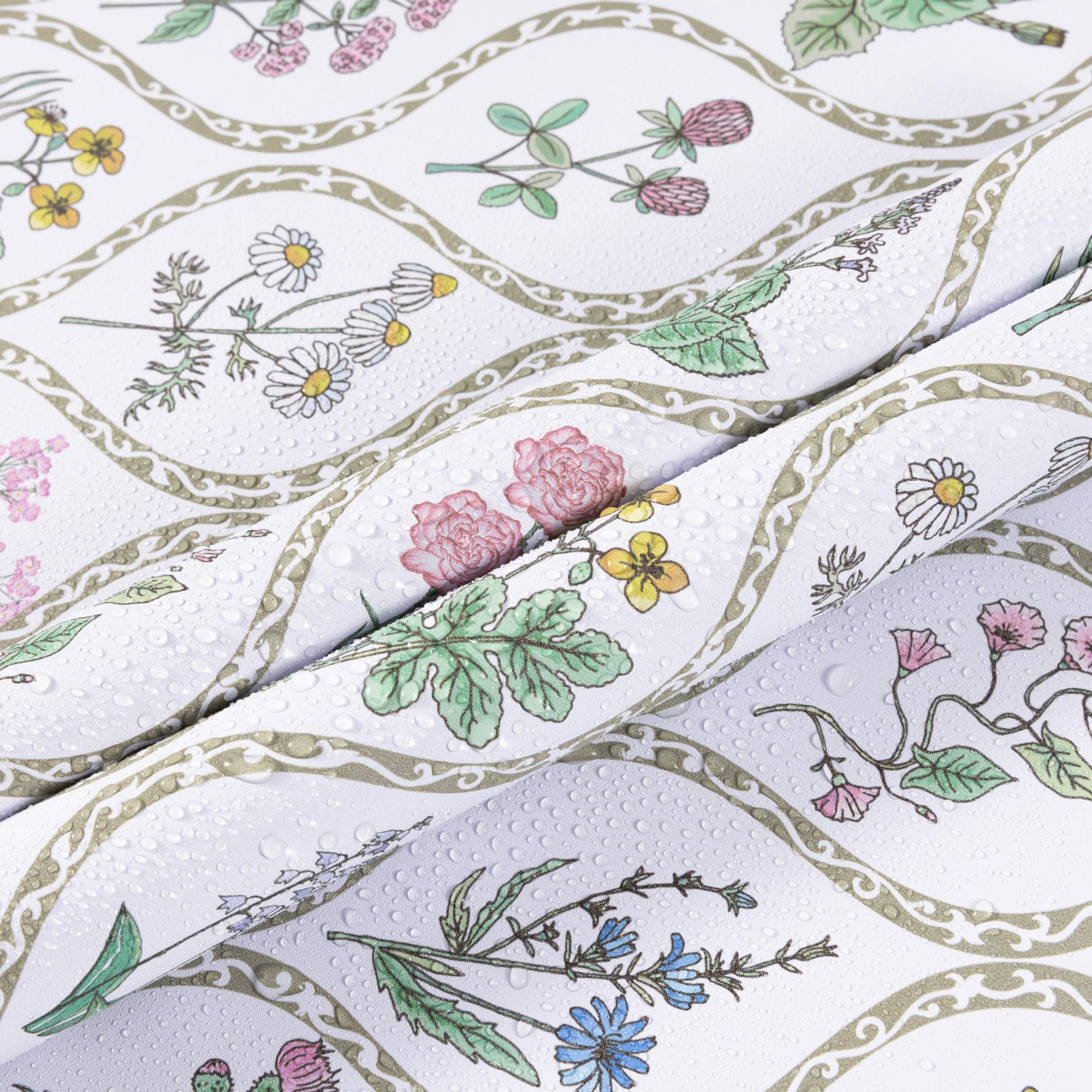 (2 pack) Abyssaly Flower Peel and Stick Wallpaper 17.5-in x 118-in Colorful Floral Self Adhesive Removable Wallpaper Peel and Stick for Home Bedroom Cabinets Thicken