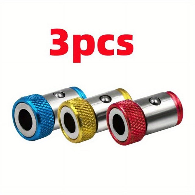 MesaSe 3pcs 3-Piece Magnetic Bit Holder Set with Strong Alloy Rings for Phillips Bits - Non-Slip Electric Screwdriver Bits