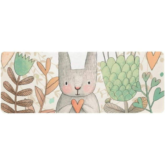 ZHANZZK Cute Rabbit Butterfly and Bee in Summer Flowers Extra Extended Large Gaming Mouse Pad Mat Desk Pad Keyboard Mat 31.5x12 inch