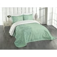 thumbnail image 3 of Ambesonne Mint Quilted Bedspread Set 3 Pcs, Mixed Leaves Botanical, King Size, Teal Turquoise, 3 of 5