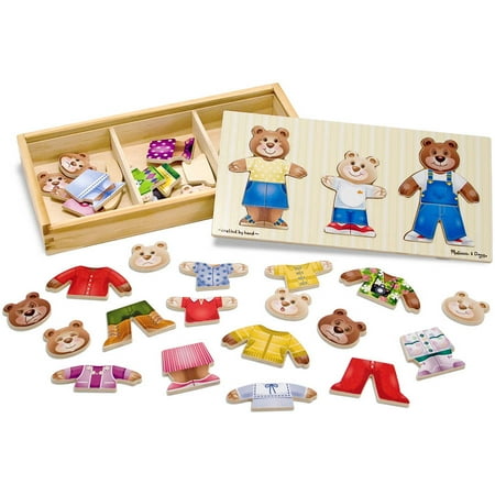 Doug Puzzle Portfolio - Melissa & Doug Mix 'n Match Wooden Bear Family Dress-Up Puzzle with Storage Case, 45pc
