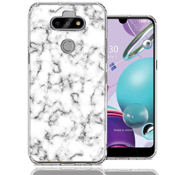 MUNDAZE For LG Aristo 5/K31/Fortune 3 White Grey Marble Design Double Layer Phone Case Cover