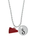thumbnail image 1 of Delight Jewelry Acrylic 3/4" Maroon Megaphone Silvertone Script Initial Disc - S - Charm Necklace, 20"+3", 1 of 4
