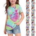 thumbnail image 1 of Ashirexll T-Shirts pour Filles à Manches Courtes Imprimés Col Rond Demi-Manches Haut pour Enfants Décontracté Polyvalent, 1 of 5