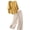 Yellow plus size two piece set a1, variant on Women Plus Size Two Piece Set Round Neck 3/4 Sleeve Blouse Wide Leg Pants Casual Solid Boho Loose Matching Outfits Summer Business Cruise Travel Clothes, Green 3XL