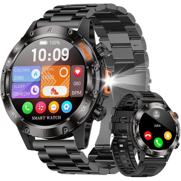 Reloj inteligente BRUBOSES para hombre de acero inoxidable militar robusto