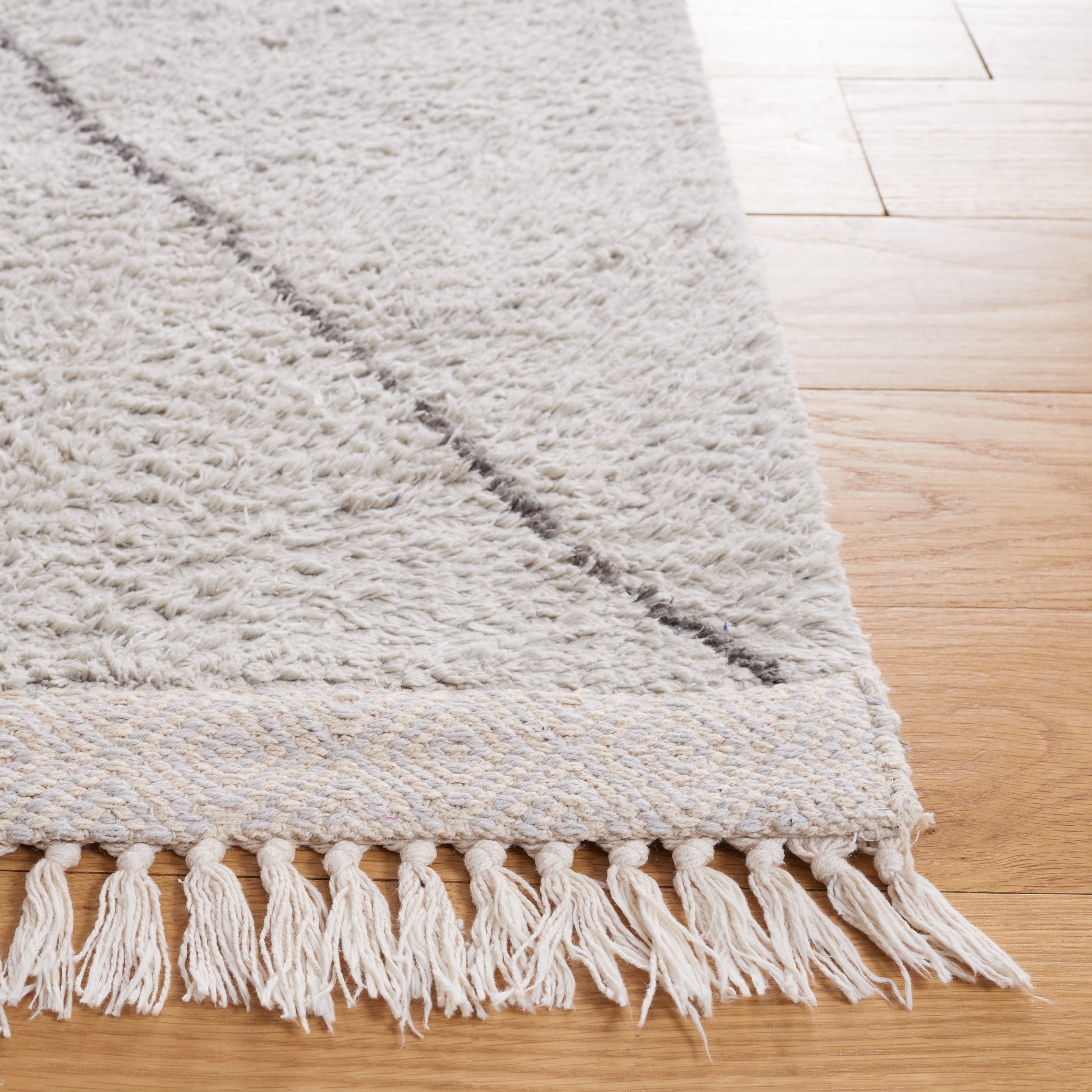 SAFAVIEH Easy Care Myrtle Cross Cotton Machine Washable Area Rug, Grey/Ivory, 8' x 10'