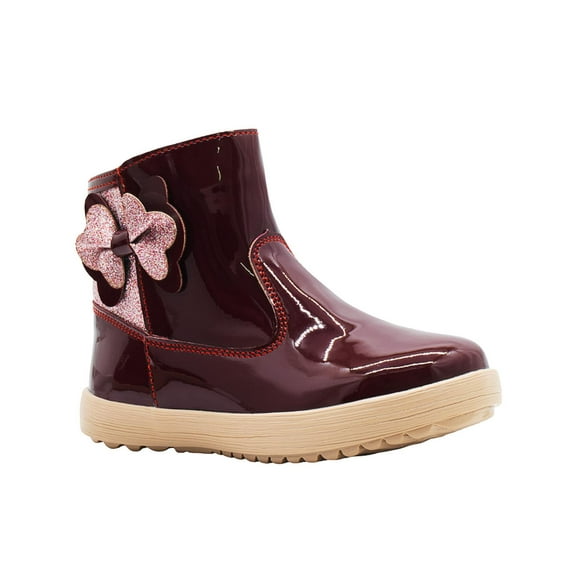 Botin Para Niña Charol Vino Super Comodas Calientitas rojo 17.5