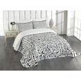 thumbnail image 3 of Ambesonne Egyptian Quilted Bedspread Set 3 Pcs, Hieroglyphics Language, King Size, Black White, 3 of 5