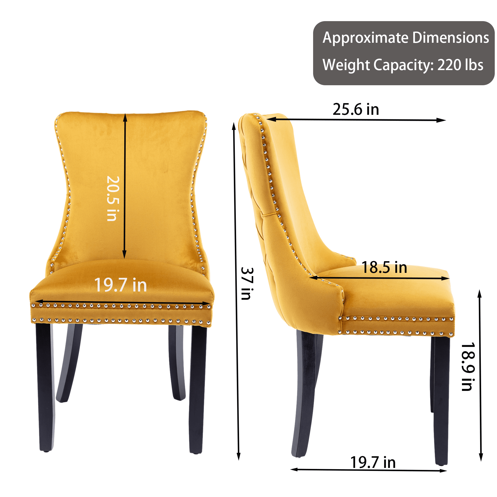 Button Tufted Upholstered Dining Chairs with Nailhead, Dining Room Chairs Tufted Cushion Back Elegant, Accent Chairs with Solid Wood Legs for Living Room/Kitchen (Set of 2)