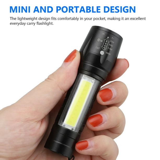 Lampe torche tactique rechargeable USB 2/1 pièces, lampe torche LED super  lumineuse avec batterie et chargeur intégrés, zoomable, étanche, lampe  torche portable 3 modes d'éclairage pour camping randonnée d'urgence 