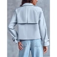 thumbnail image 5 of Women Crop Top Double Breasted Trench Coat with Shoulder Sleeves and Cut Jacket with Pockets, 5 of 5
