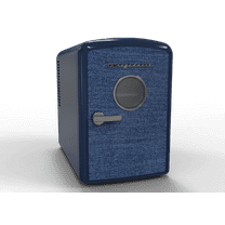 Frigidaire Mini Fridge Cooler, Denim Design, Holds Up to 6 Cans, Portable Fridge for Car, Office, Bedroom, Dorm Room, or Cabin