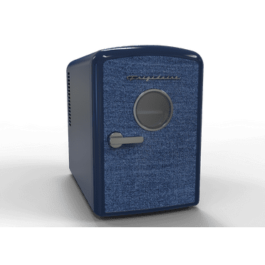 Frigidaire Mini Fridge Cooler, Denim Design, Holds Up to 6 Cans, Portable Fridge for Car, Office, Bedroom, Dorm Room, or Cabin