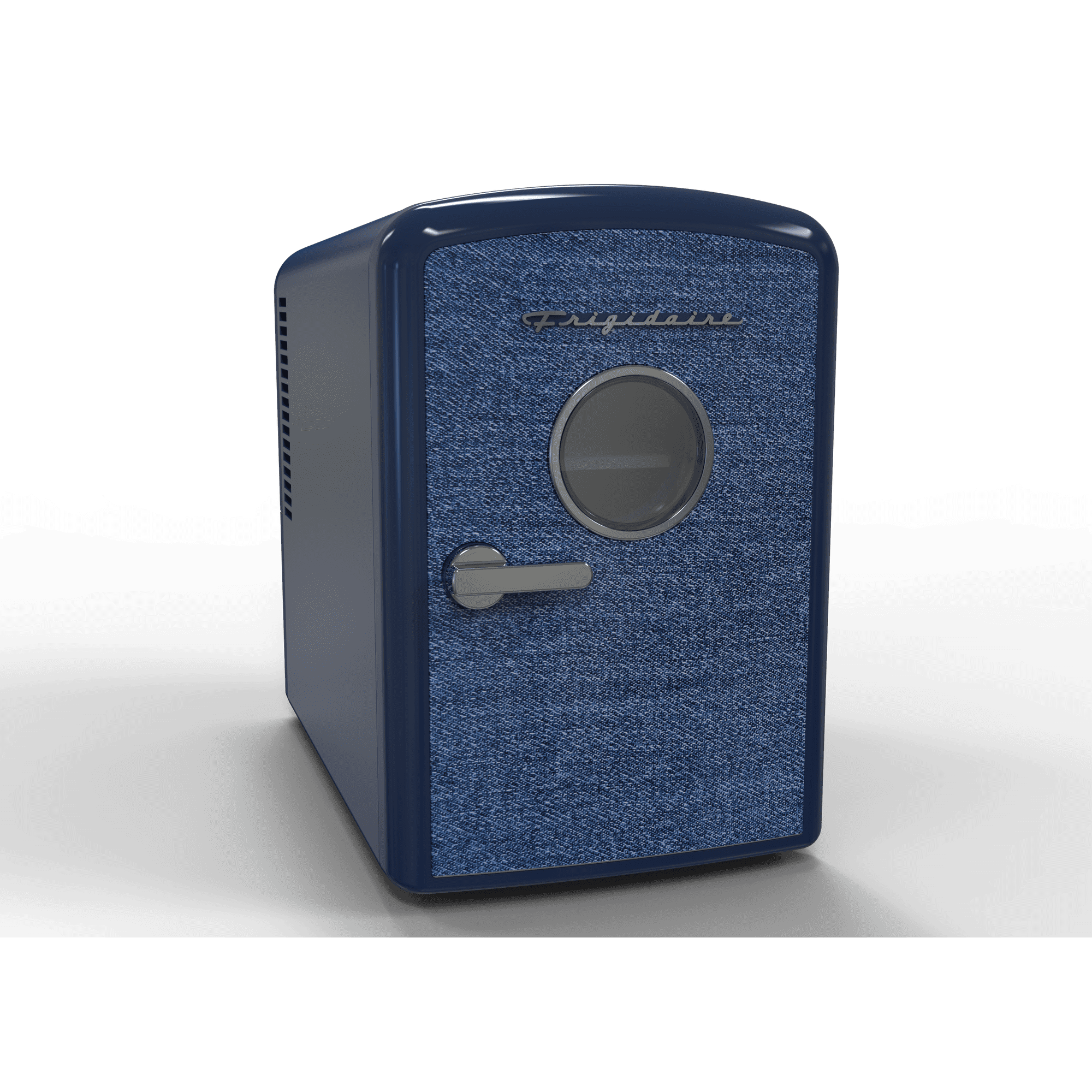 Frigidaire Mini Fridge Cooler, Denim Design, Holds Up to 6 Cans, Portable Fridge for Car, Office, Bedroom, Dorm Room, or Cabin