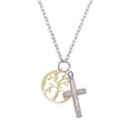 thumbnail image 2 of Delight Jewelry Goldtone Tree of Life in Circle Be Strong and Courageous Engraved Cross Zoey Necklace, 28", 2 of 4