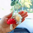thumbnail image 3 of QJUHUNG Crochet Mushroom Rearview Mirror Accessory  Swinging Mushroom Car Hanging Ornament  Handmade Plant Car Mirror Hanging Ornament  Cute Lady Car Accessory Interior Car Decoration Bag, 3 of 6