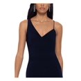 thumbnail image 3 of XSCAPE Womens Navy Stretch Slitted Zippered Straps One Wide One Spaghetti Sleeveless Asymmetrical Neckline Full-Length Formal Gown Dress 12, 3 of 4