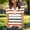 Orange, variant on YHAJDS Blouses for Women V Neck Button Down Random Stripe Print Loose Casual Short Sleeve T Shirts
