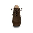 thumbnail image 2 of Allegra K Women's Platform Block Heel Lace Up Booties Dark Brown 11, 2 of 5