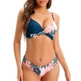 thumbnail image 2 of Eyicmarn Women Bikini Set, Flower/Leaves Print Bra with Low Waist Briefs Summer Bathing Swimsuit, 2 of 4