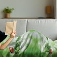 thumbnail image 3 of Ladybugs Soft Flannel Fleece Throw Blanket, Ladybugs on a Stem over the Water Striped Animals Fresh Environmental Life Image, Cozy Plush for Indoor and Outdoor Use, 50" x 60", Red Green, by Ambesonne, 3 of 5