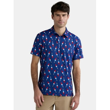 Birdie Bound Men's and Big & Tall Firecracker Popsicle Print Polo Top, Sizes XS-4XLT
