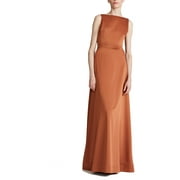 Halston Womens Mia Satin Twist Back Evening Dress Brown 8