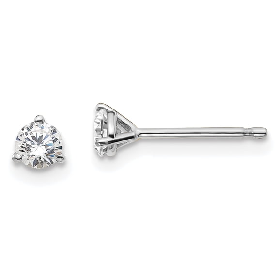 14k White Gold 1/3 carat total weight Round VS/SI D E F Lab Grown Diamond 3 Prong Stud Post Earrings 14k White Gold Earrings