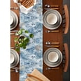 thumbnail image 2 of Blue Botanical Art Table Runner 72 Inches, Watercolor Leaf Modern Elegant Bed Runner Dresser Scarves Tabletop for Indoor Outdoor Parties/Ceremony/Banquet, 16" x 72", 2 of 8